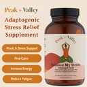 Peak + Valley Stress Relief Supplement for Mood Support Balance My Stress Capsules - Contains Adaptogens, Ashwagandha, Eleuthero Root, Reishi Mushroom Supplement - Natural Mood Stabilizer - 60 Ct 4