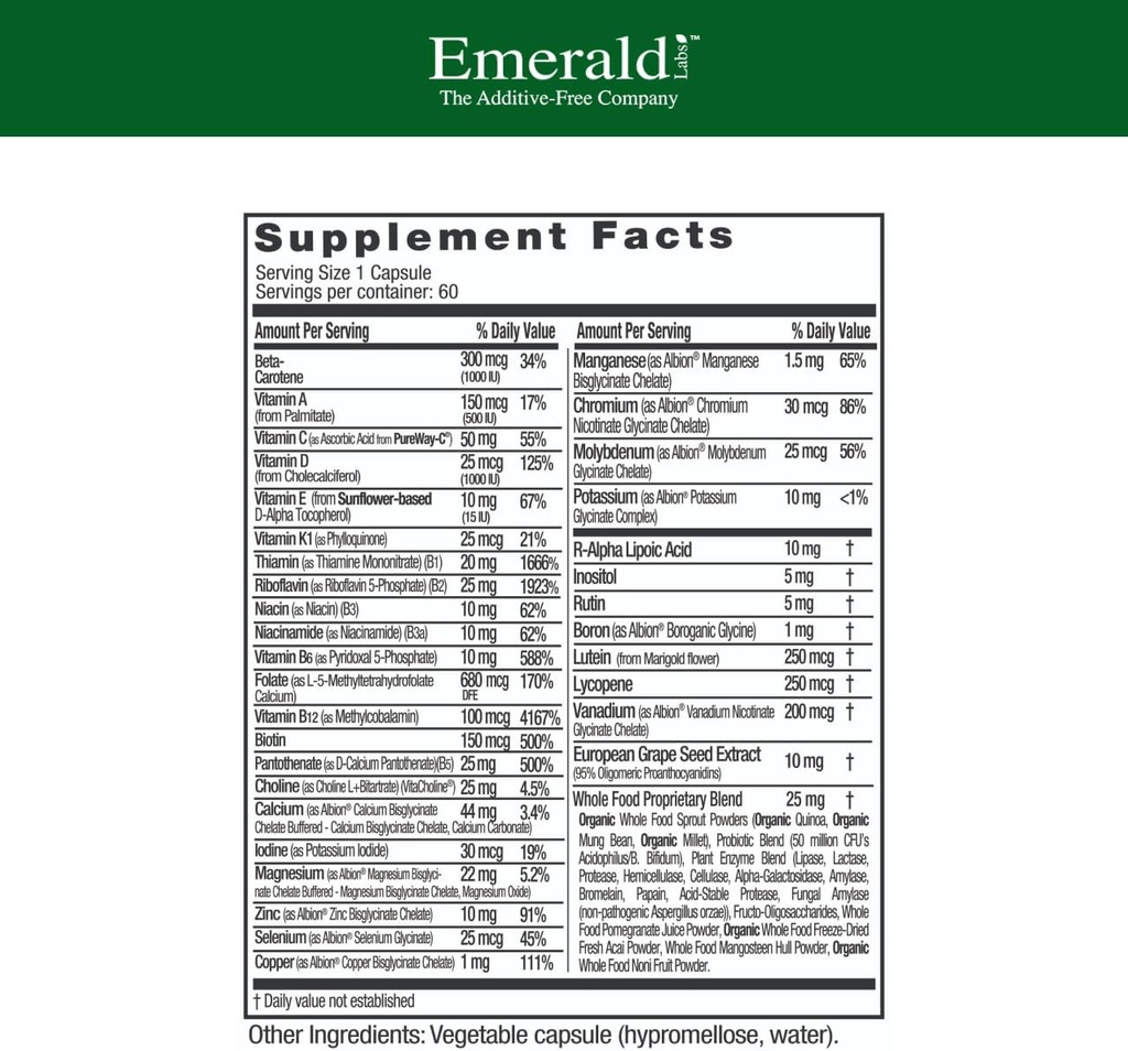EMERALD LABS Women's 1-Daily Multi - Multivitamin for Women - Includes Calcium, Zinc, Vitamin B & More - Bone & Immune Support Supplement* - Gluten-Free - 60 Vegetable Capsules 3