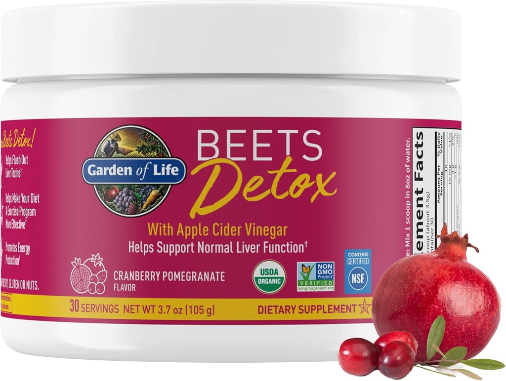 Garden of Life Organic Beet Root Powder with Antioxidants, Vitamin C, Probiotics & Apple Cider Vinegar for Digestive & Liver Health – Beets Detox – Vegan, Non GMO, Cranberry Pomegranate, 30 Servings 2