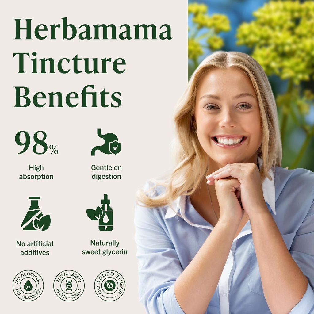 HERBAMAMA Lomatium Root Tincture - Vegan Lomatium Dissectum Extract for Lung Detox & Cleanse - Non-GMO, Alcohol & Sugar-Free Respiratory Lung Support Supplement, 28-Day Supply 6