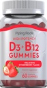 Piping Rock Vitamin D3 and B12 Gummies | 60 Count | Supplement for Women and Men | High Potency | Strawberry Flavor | Vegetarian, Non-GMO, Gluten Free 2