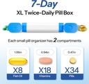 Daviky Pill Organizer 2 Times a Day - Large Capacity Weekly AM PM Pill Box with Heart Latch, 7 Day Travel Pill Case, Cute Medicine Organizer for Medication, Vitamins, Supplements 3