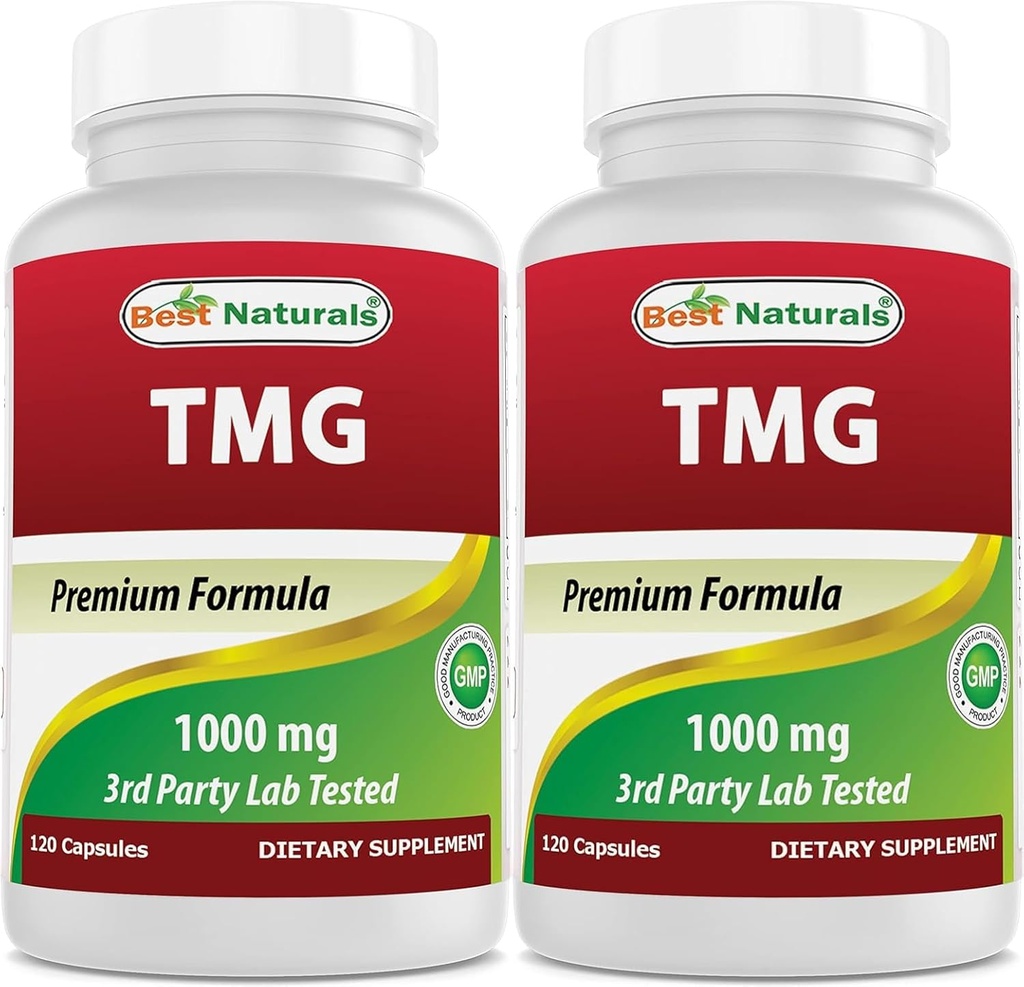 Best Naturals TMG Trimethylglycine (as Betaine Anhydrous) 1000 mg Serving - 120 Capsules - Healthy Homocysteine Levels & Methylation Support (120 Count (Pack of 2)) 2