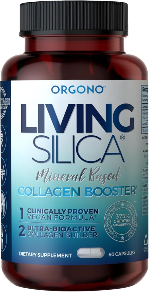 Orgono Living Silica Mineral-Based Collagen Booster Capsules | Silica-Based | Supports Collagen & Elastin for Joint & Bone Support, Glowing Skin, Strong Hair & Nails | 60 Capsules 2