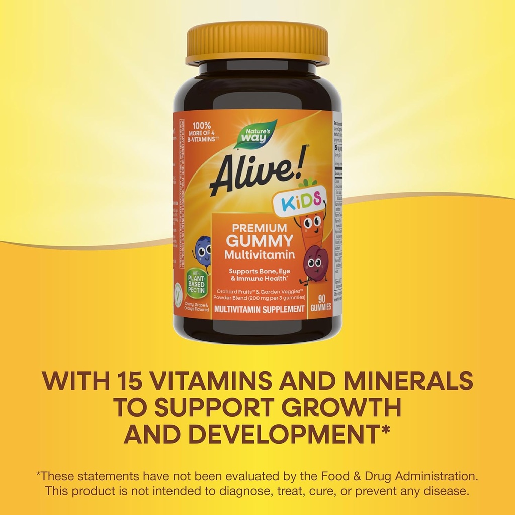 Nature's Way Alive! Children's Premium Gummy Multivitamin, Gluten Free, Made with Pectin, 90 Gummies 4