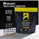 Ascent 100% Whey Protein Powder - Post Workout Whey Protein Isolate, Zero Artificial Flavors & Sweeteners, Gluten Free, 5.5g BCAA, 2.6g Leucine, Essential Amino Acids, Chocolate Peanut Butter 4 lb 3