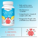 15mg L Methylfolate (5-MTHF)- Active Folic Acid-Enriched with Vitamins B6 and B12-60 Vegetarian Capsules - Non-GMO, Gluten-Free 4