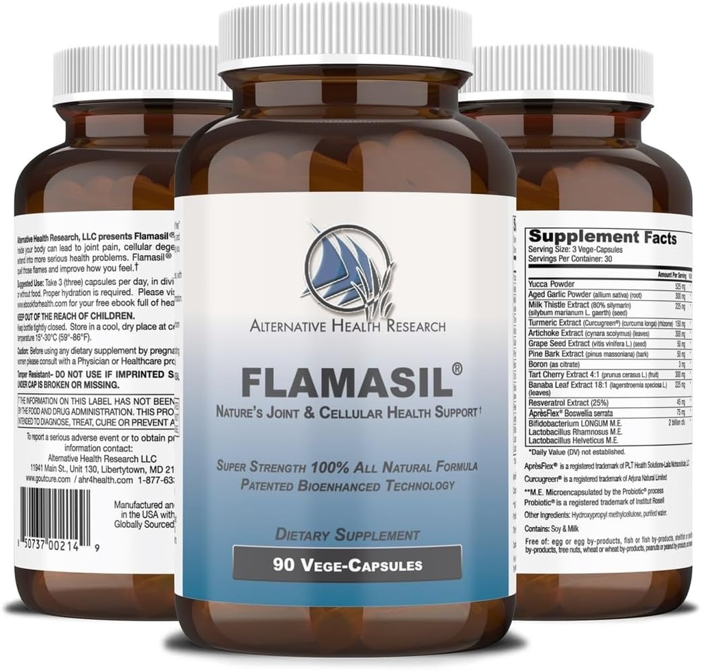 Flamasil™- for Healthy Inflammation Response* | Multi-Herbal Pain Reliever* and Joint Aid | Bio-Enhanced Turmeric, Boswellia, Resveratrol, and More | 13-in-1 Superfood Antioxidants | 30-Day Supply 3
