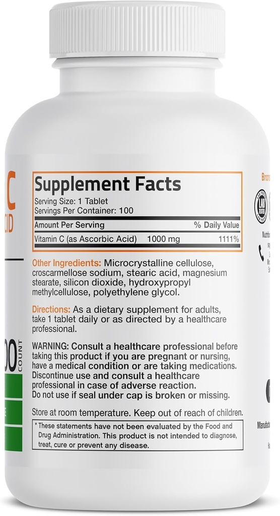 Bronson Vitamin C 1000mg Premium Non-GMO Ascorbic Acid Tablets, 100 Count 3