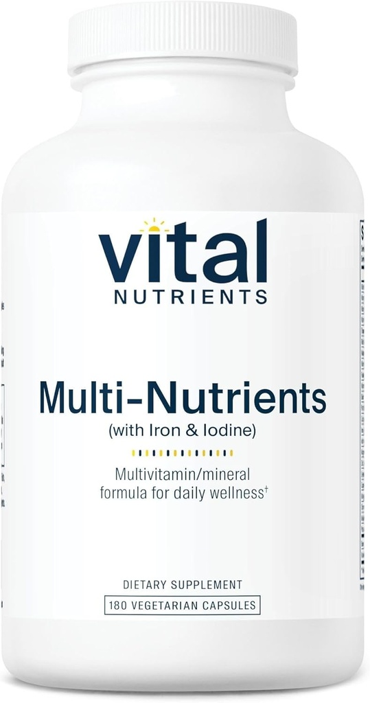 Vital Nutrients Multi-Nutrients with Iron and Iodine | Vegetarian Multivitamin and Mineral Supplement with Iron | Gluten, Dairy, Soy Free | Non-GMO | 180 Capsules 2