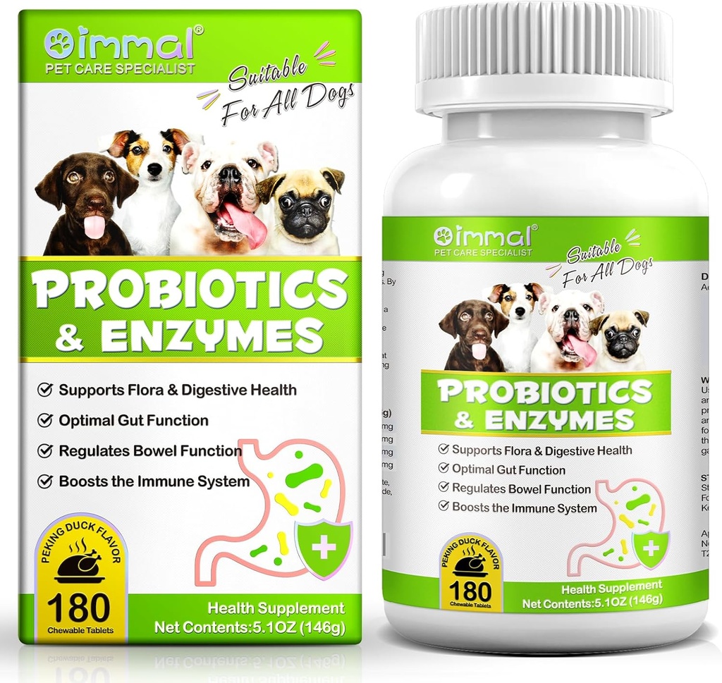 Probiotics for Dogs, 180 Chews Dog Probiotics and Digestive Enzymes, Promotes Gut Health, for Bowel Support, Immunity Health 2