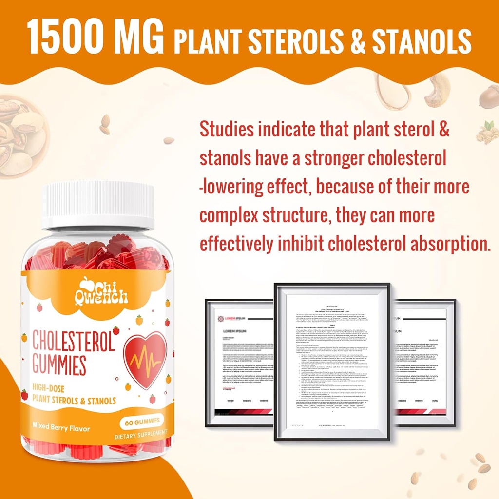 Cholesterol Supplements with 1500 Mg Plant Sterols & Stanols, Cholesterol Support Gummies, Cholesterol Complex Gummies, Maintains Normal Levels, Mixed Berry Flavor, 120 Count 5