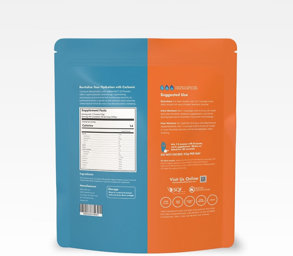 Carbonic Orange Zest Hydration & MCT Oil Powder Nutrition - First-Ever Advanced Electrolyte & MCT Formula, Enhances Hydration, Sustained Energy, & Recovery - 50 Servings 3