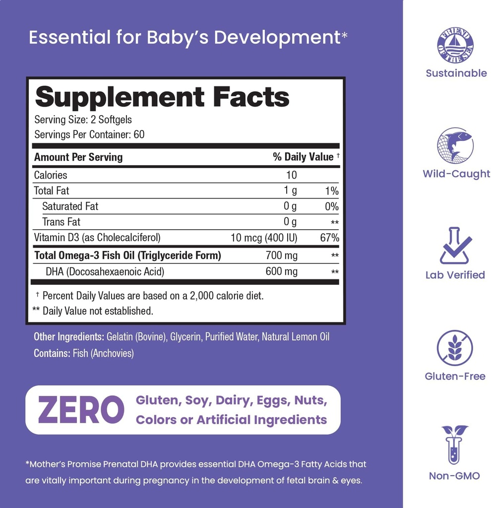 Mother's Promise Prenatal DHA & Choline Capsules Bundle 3