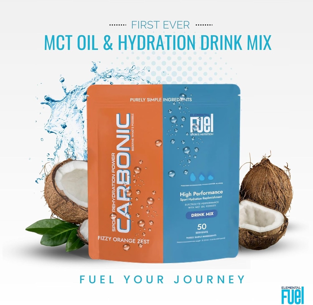 Carbonic Orange Zest Hydration & MCT Oil Powder Nutrition - First-Ever Advanced Electrolyte & MCT Formula, Enhances Hydration, Sustained Energy, & Recovery - 50 Servings 4