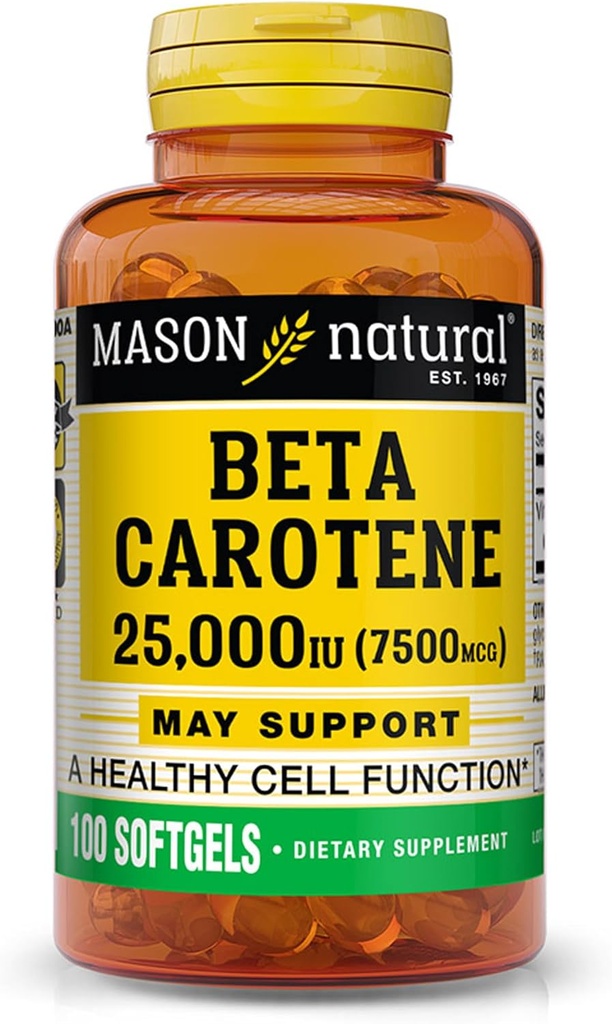 MASON NATURAL Vitamin A Beta Carotene 25,000 IU - Supports Healthy Vision, Cell Function & Immune Function, 100 Softgels 2