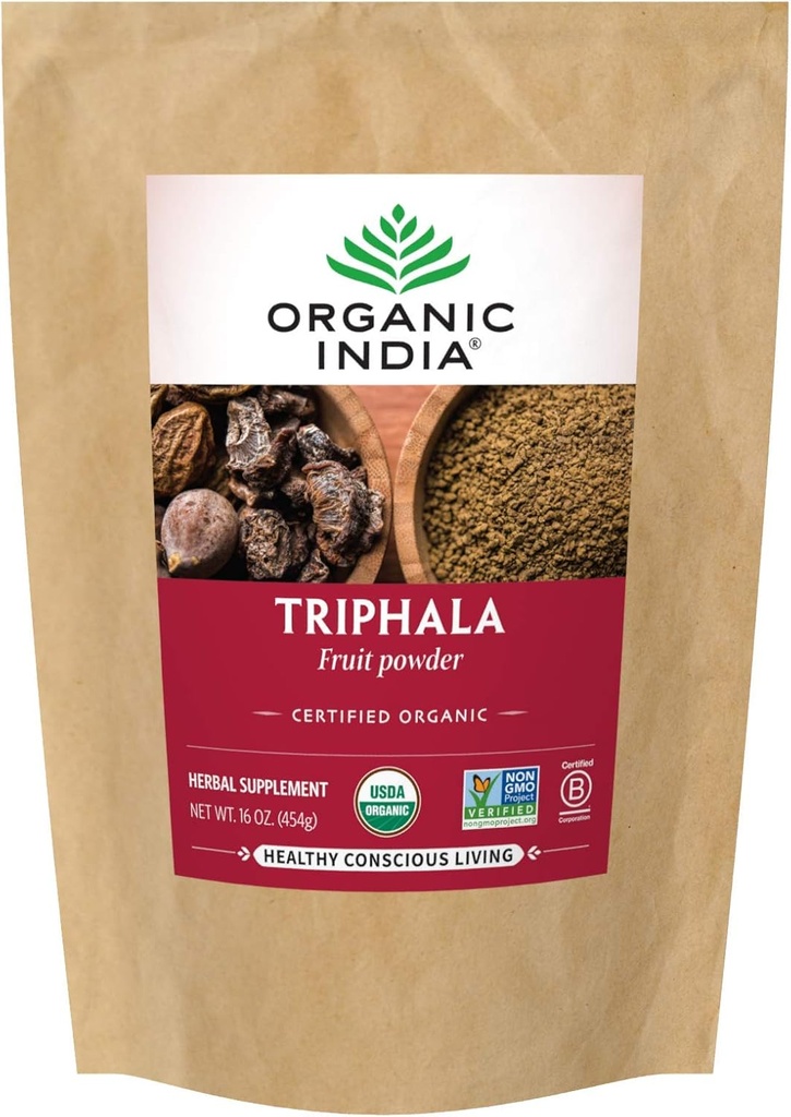 Organic India Triphala - Herbal Supplement with Amla, Bibhitaki, Haritaki, Digestion & Colon Support, Immune System Support, Adaptogen, Vegan, USDA Certified Organic - 1 lb Bag 2
