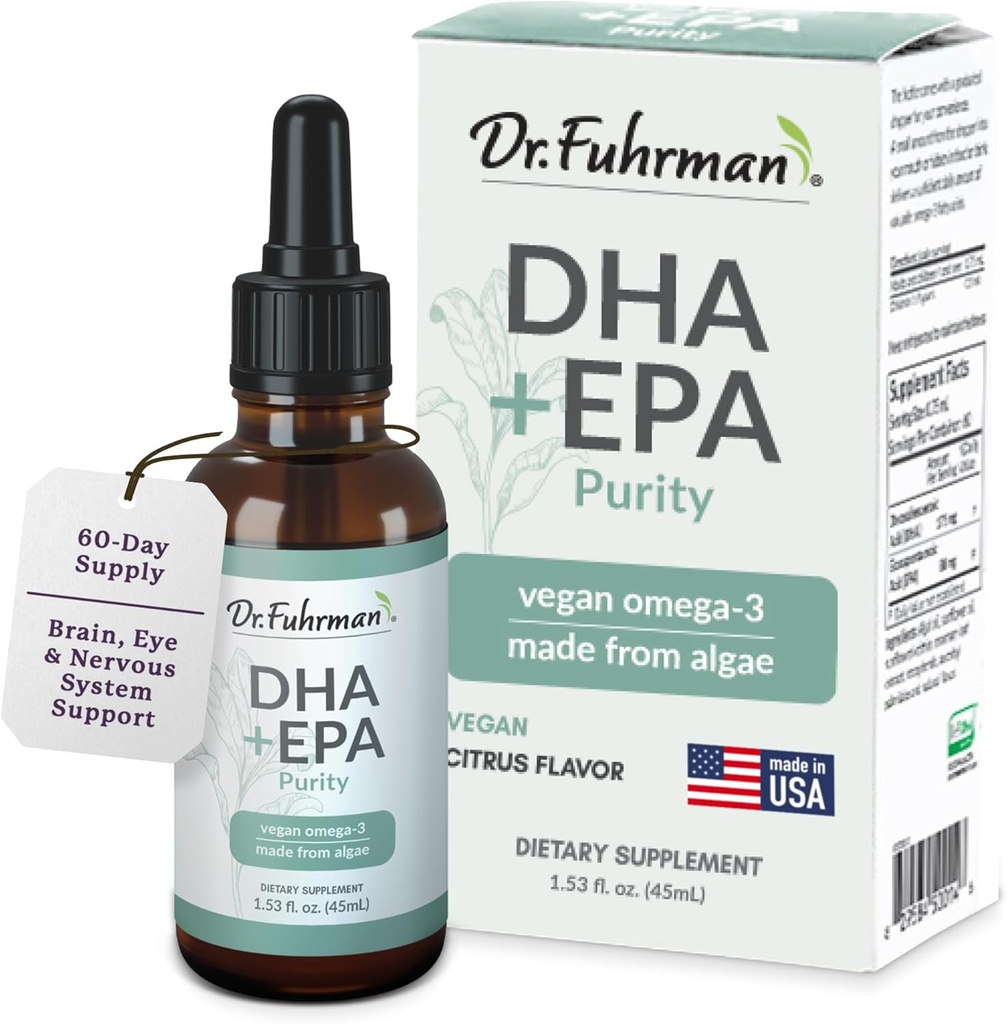 Dr. Fuhrman Vegan Omega 3 | Vegan DHA+EPA Purity Liquid Supplement | Made from Lab-Grown Algae | Our Omega 3 Supplement is Refrigerated in Warehouse Until Shipped | Citrus Flavor 60 Servings 2