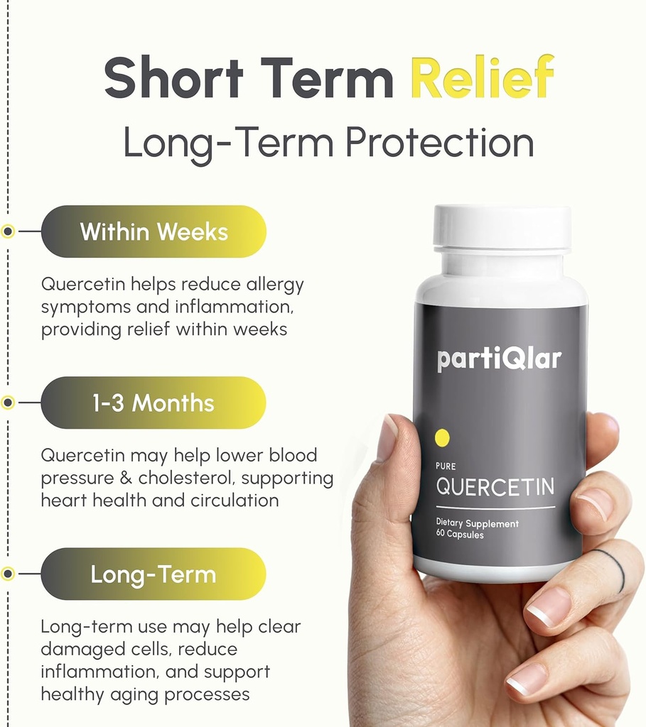 Quercetin Supplement - High Purity - 500 mg per Capsule - 60 Capsules - Third Party Tested - Supports Overall Health & Well Being 5