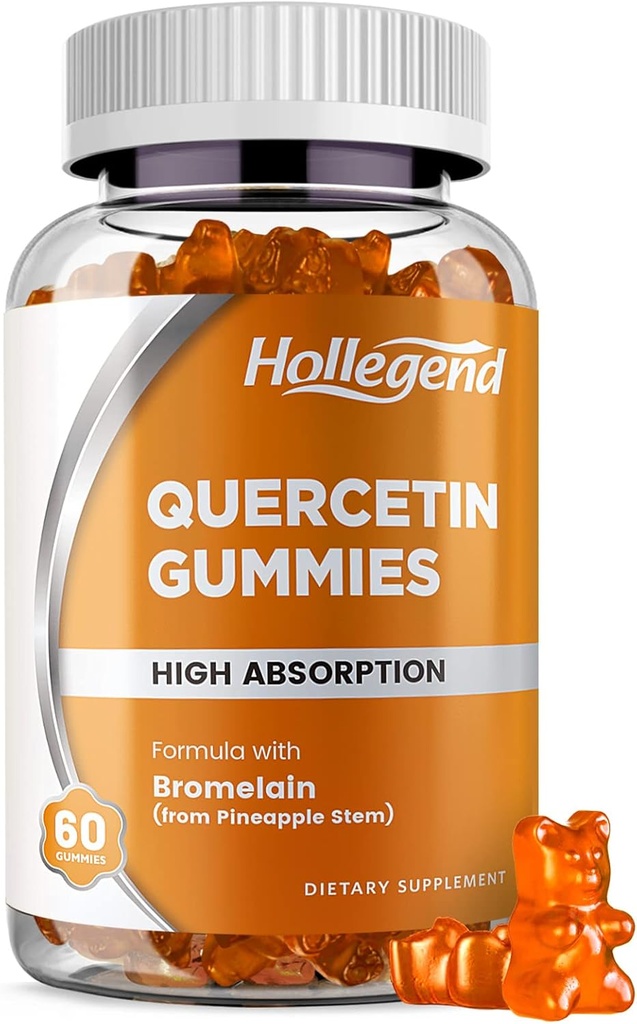 Quercetin with Bromelain Gummies, 1000mg Quercetin Gummies, Adults & Kids Immune Support Gummies, Lung & Respiratory Support, High Absorb, Orange, Low Sugar, Vegan, 60 Count 2