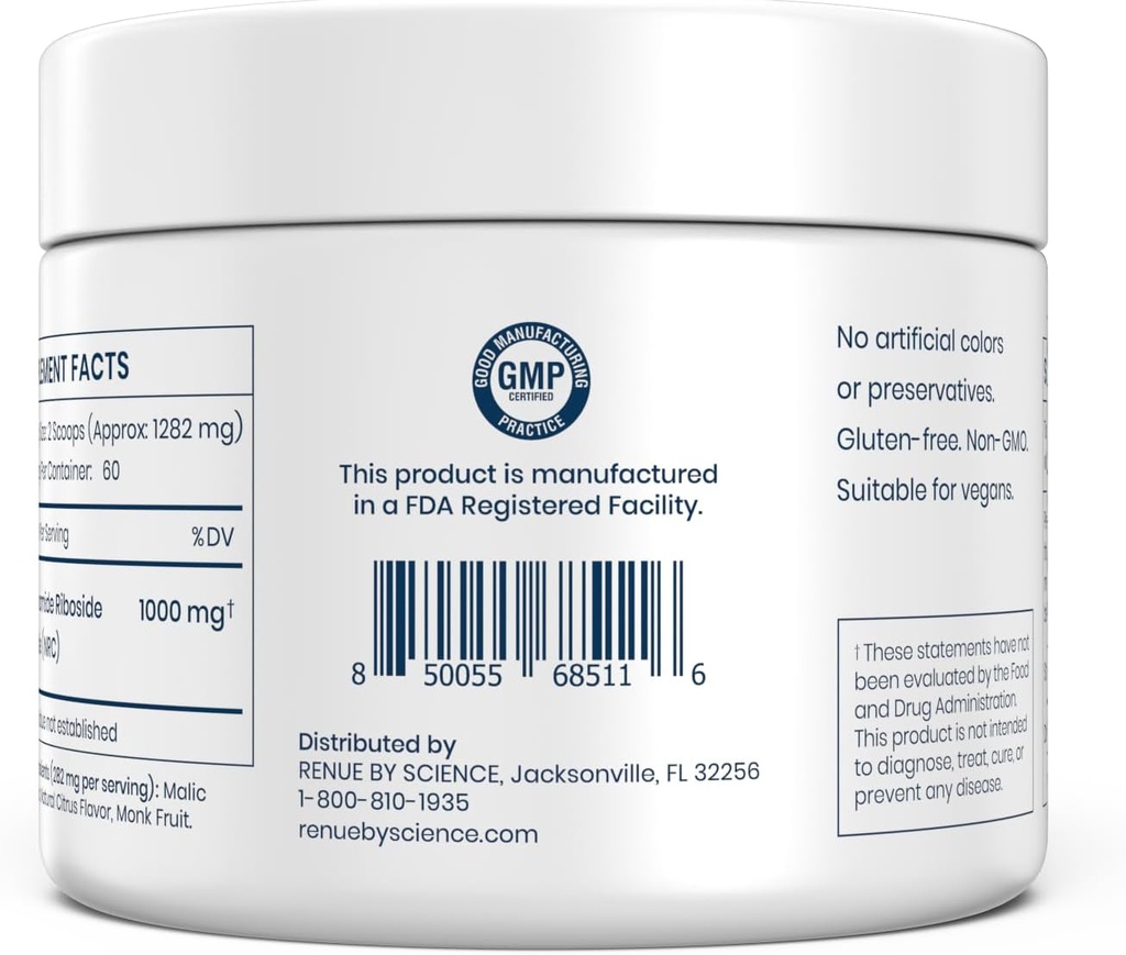 Renue By Science Nicotinamide Riboside | 1000mg Nicotinamide Powder - High Strength NR NAD Powder Sublingual Citrus Burst Flavor | Manufactured in The USA & Third-Party Tested | 60 Servings 6