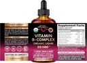 USDA Organic Vitamin B-Complex B5 Pantothenic Acid | B12 Methylcobalamin | B1 Thiamine | B6 Pyridoxine | B7 Biotin | B9 Folic | B3 Niacinamide - B Complex Liquid Drops, Made in USA Supplement, 4fl oz 3