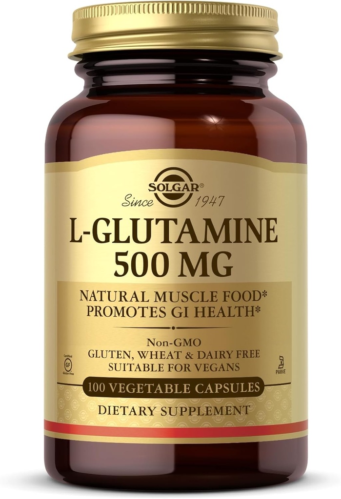 Solgar L-Glutamine 500 mg - 100 Vegetable Capsules - Natural Muscle Food - Non-GMO, Vegan, Gluten Free, Dairy Free, Kosher - 33 Servings 2