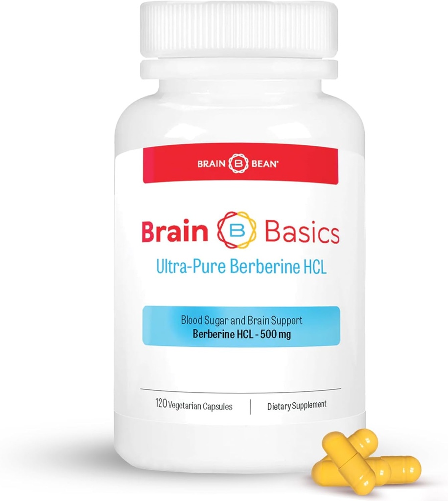 Brain Bean Ultra - Pure Berberine HCL Supplement 500mg for Brain Health - Non-GMO, Gluten-Free 120 Vegan Capsules of Berberine Supplement (Made in USA) 2