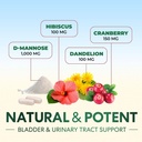 D-Mannose Supplement 1,350 mg with Cranberry & Hibiscus - Effective Fast-Acting, Flush The Impurities for Natural Bladder, Urinary Tract Health Support, for Women and Men, Non-GMO, Vegan, 60 Capsules 4