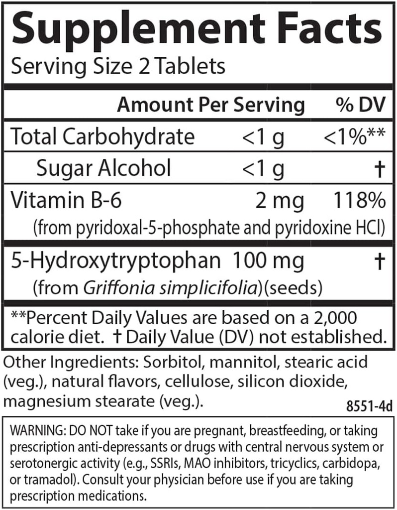 Carlson - Healthy Mood 5-HTP Elite, 100 mg, Serotonin Production, Healthy Mood & Promotes Relaxation, Natural Raspberry Flavor, 120 Tablets 5