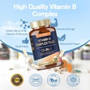 13-in-1 Vitamin B Complex Plus with Vitamin B1, B2, B3 (Niacin), B4, B5, B6, B7 (Biotin), B8 (Inositol), B9 (Folate), B12, C, D3, K2 for Energy, Nerve, Immune, Skin - 120 Caps per Bottle - 2 Bottles 6