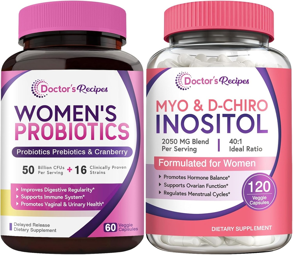 Doctor's Recipes Women’s Probiotics and Inositol Bundle - Gut, Vaginal, Urinary & Reproductive Health for Women 2
