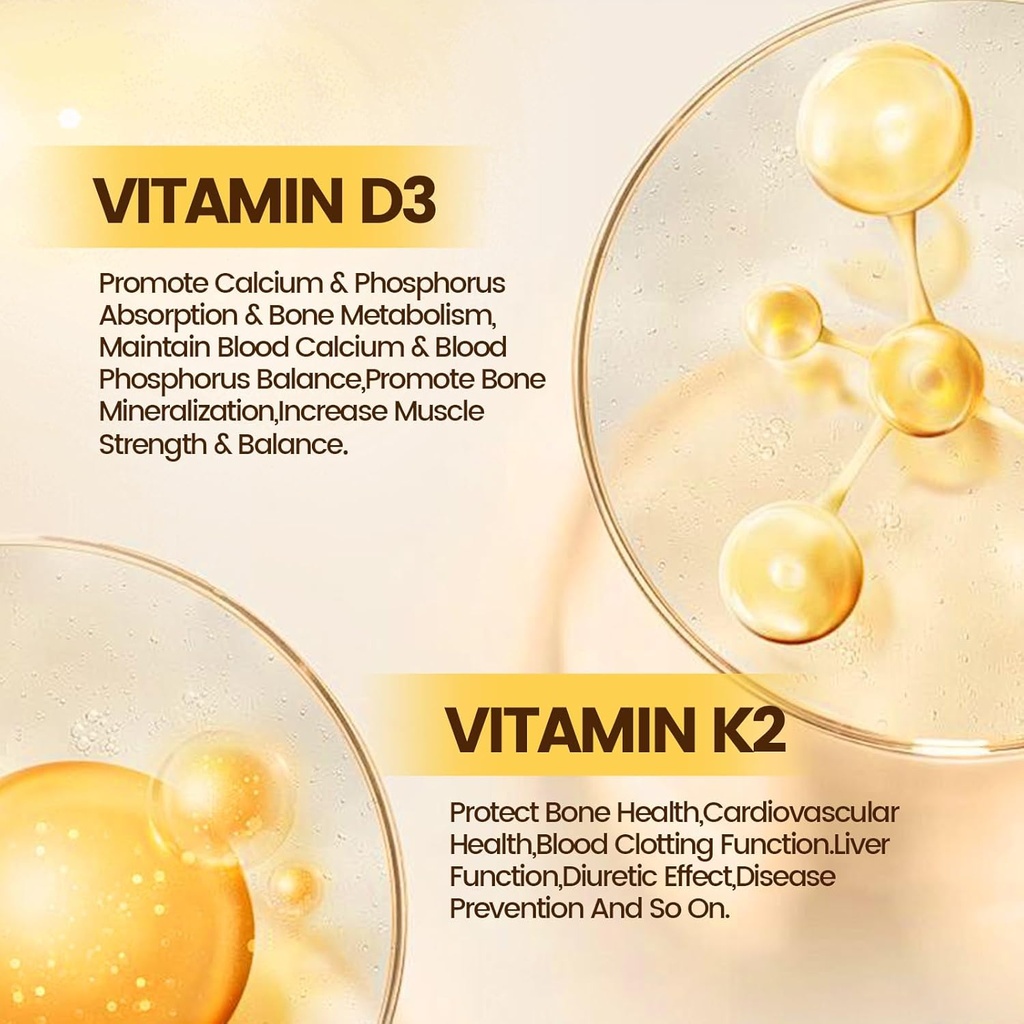 Vitamin D3 K2 10000 IU with MK7-300 Virgin Coconut Oil Softgels, 2 in 1 Vitamins D & K Complex | Vitamina D3 con K2 | Supports Calcium Absorption, Bone, Immune, & Heart Health – Easy to Swallow 5