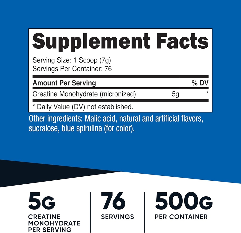 Nutricost Creatine Monohydrate Powder (Blue Raspberry), 500 Grams (1.1 LBS) 3