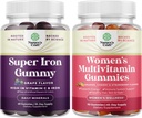 Bundle of Extra Strength Iron Gummies for Women and Men with Vitamin C for Higher Absorption, and Delicious Daily Multivitamin for Adults Energy and Immunity - Vitamins for Women's Health and Wellness 2