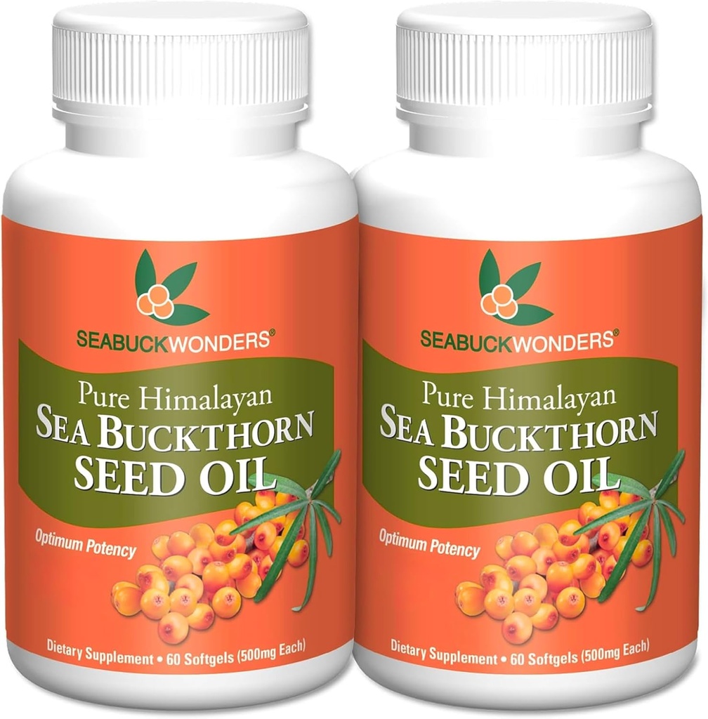 SEABUCKWONDERS Sea Buckthorn Seed Oil, Made with Organic Sea Buckthorn, 60 Count Softgels (Pack of 2) 2