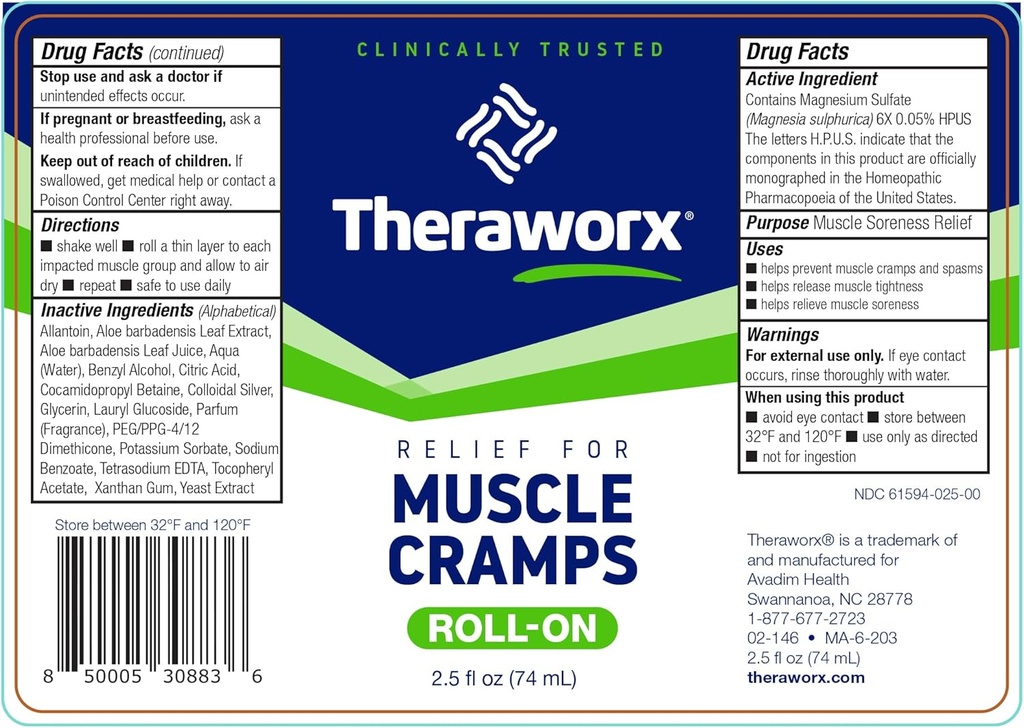 Theraworx Relief for Muscle Cramps Roll-On Fast-Acting Muscle Spasm, Leg Soreness with Magnesium Sulfate - 2.5 oz - 1 Count 5