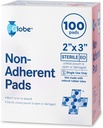 Globe Sterile Non-Adherent Pads, (100-Pack), 2” x 3” Non-Adhesive Wound Dressing. Highly Absorbent & Non-Stick, Painless Removal-Switch. Individually Wrapped for Extra Protection (2 x 3) 2