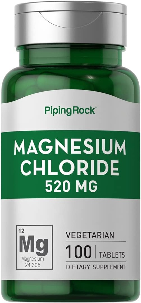 Piping Rock Magnesium Chloride | 520mg | 100 Tablets | Vegetarian, Non-GMO, Gluten Free Supplement 2