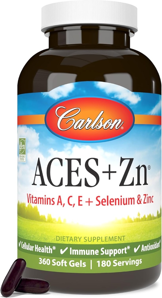 Carlson - ACES + Zn, Vitamins A, C, E + Selenium & Zinc, Multivitamin with Zinc, Cellular Health & Immune Support, Selenium Multivitamin, Antioxidant, 360 Softgels 2
