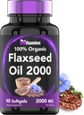 tnvitamins Organic Flaxseed Oil Softgels: 2000 mg - 90 Softgels | High in Omega-3 Fatty Acids | Flaxseed Oil Supplement for Women & Men | Non-GMO 2
