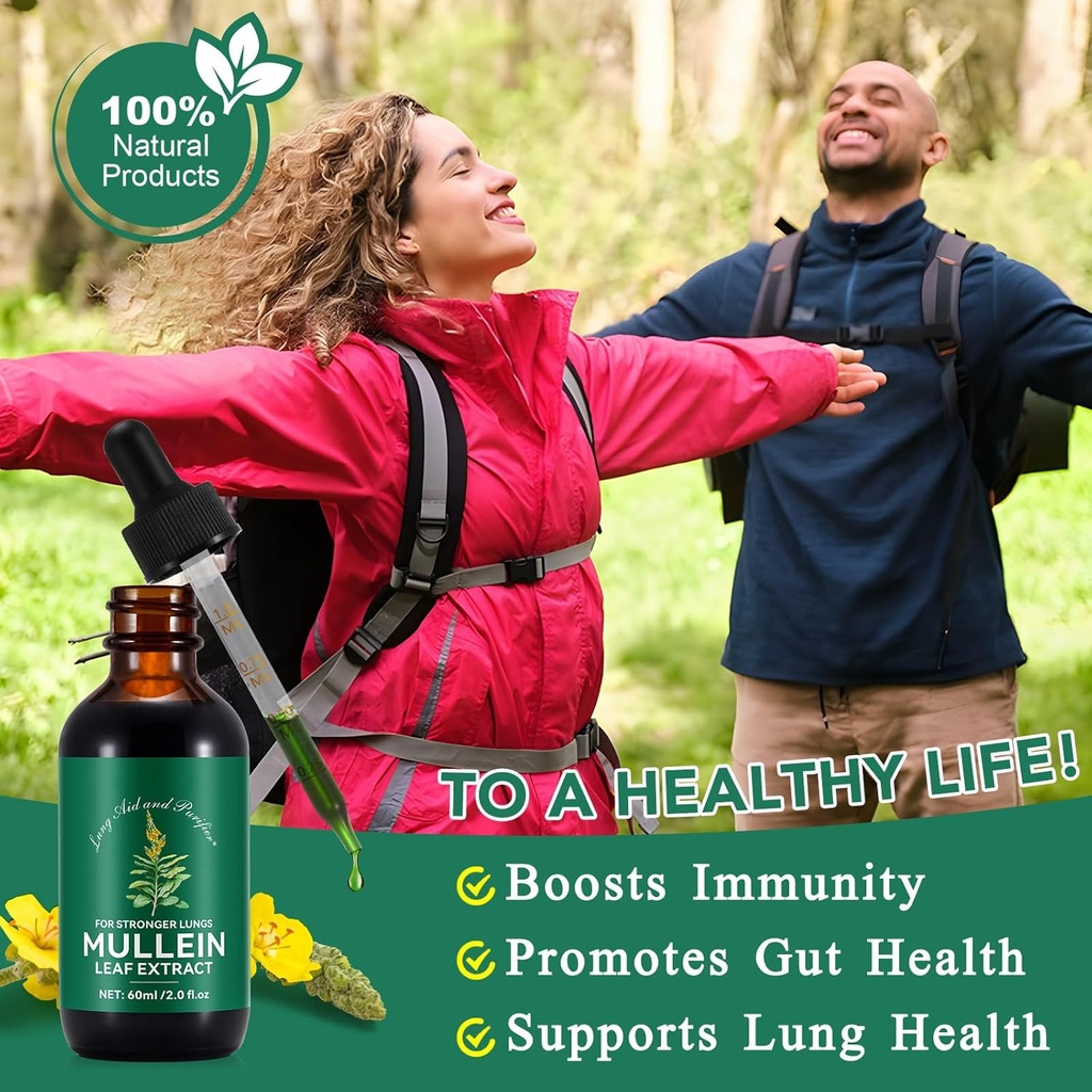 Mullein Drops for Lungs, Mullein Leaf Extract with Chlorophyll,Mullein Leaf Extract for Lung Cleanse and Respiratory Support 4
