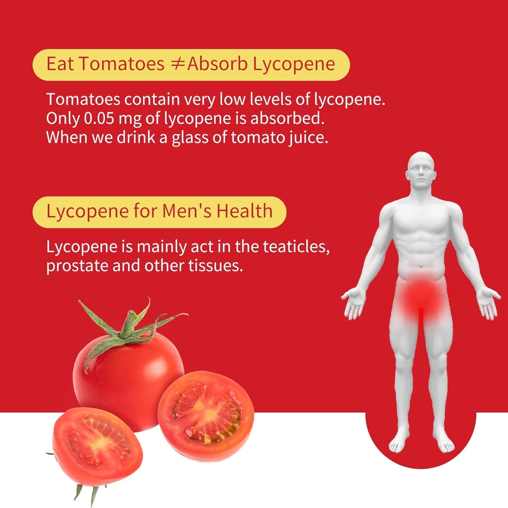 Lycopene Supplement 100mg, Natural Tomato Extract with Reishi Mushroom 200mg, Mushroom Capsule for Immune Health, Gluten-Free, Non-GMO, Vegan, 60 Rapid Release Capsules 4