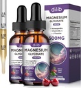 (2 Pack) Magnesium Glycinate Liquid Drops 500mg, with Vitamin B6, Ashwagandha, L - Theanine, Chamomile, Magnesium Glycinate Supplement High Absorption for Sleep, Stress, Energy Mood - Cherry Flavor 2