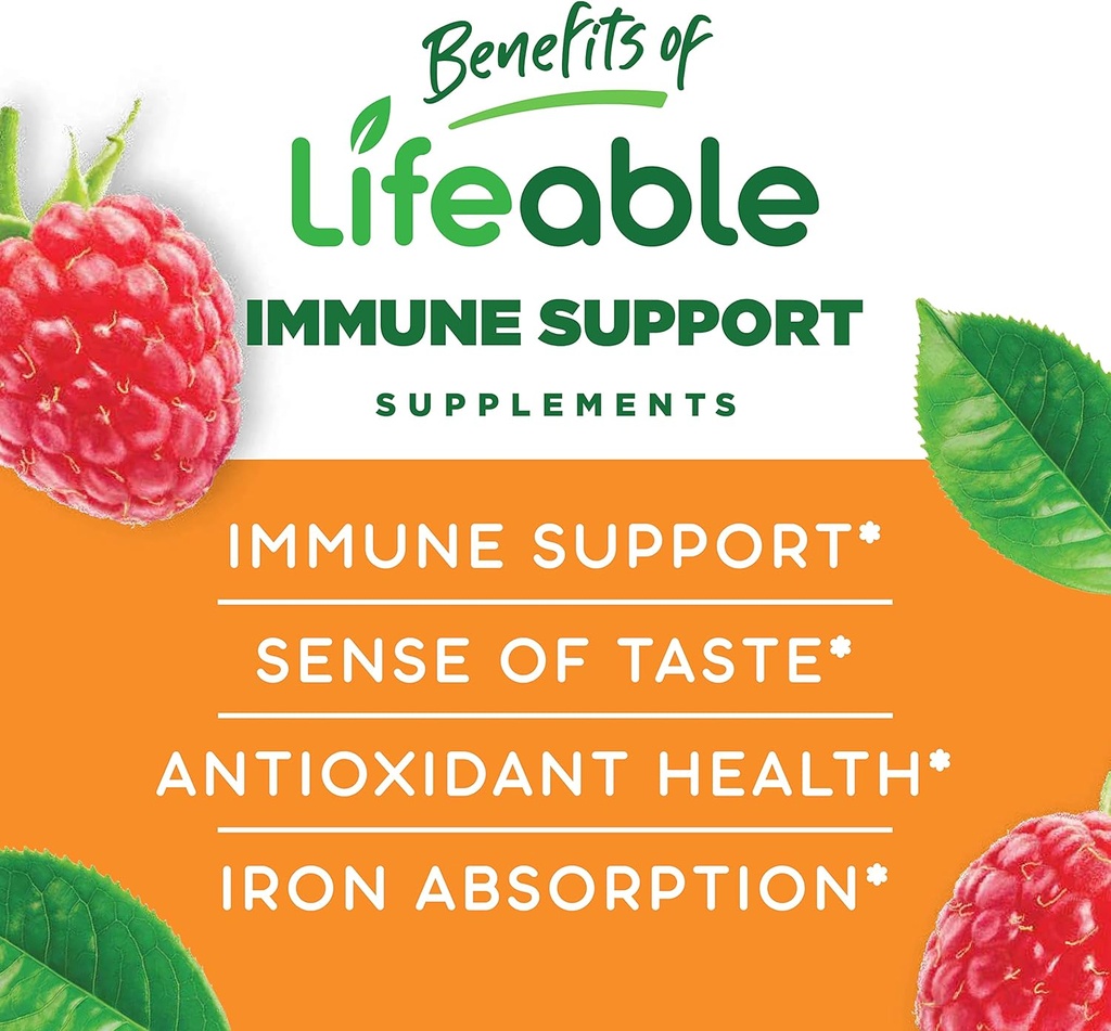 Lifeable Zinc 25mg Kids + Immune Support Kids, Gummies Bundle - Great Tasting, Vitamin Supplement, Gluten Free, GMO Free, Chewable Gummy 6