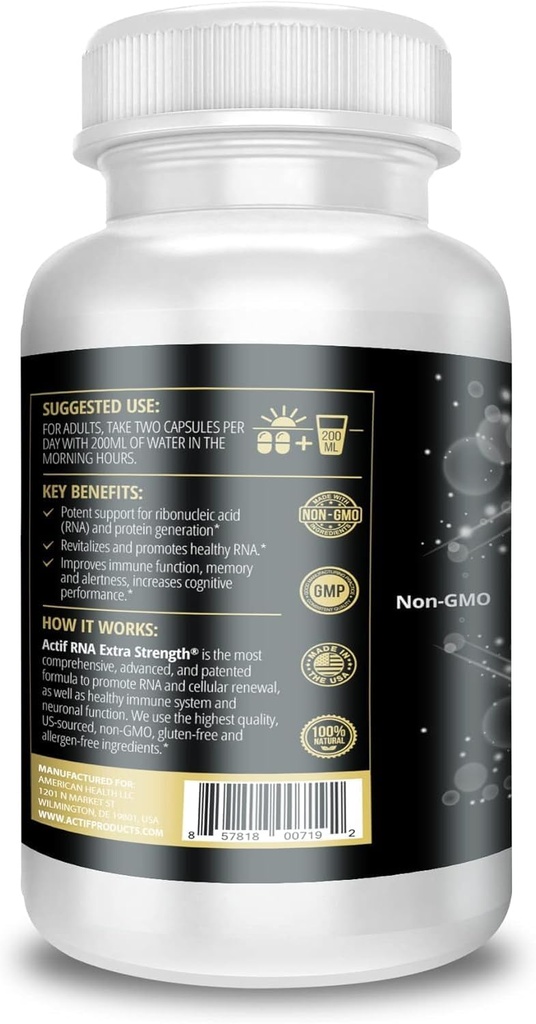 ACTIF RNA Extra Strength 1000 Mg, RNA Supplement with Memory and Immune Support, 60 Capsules 3