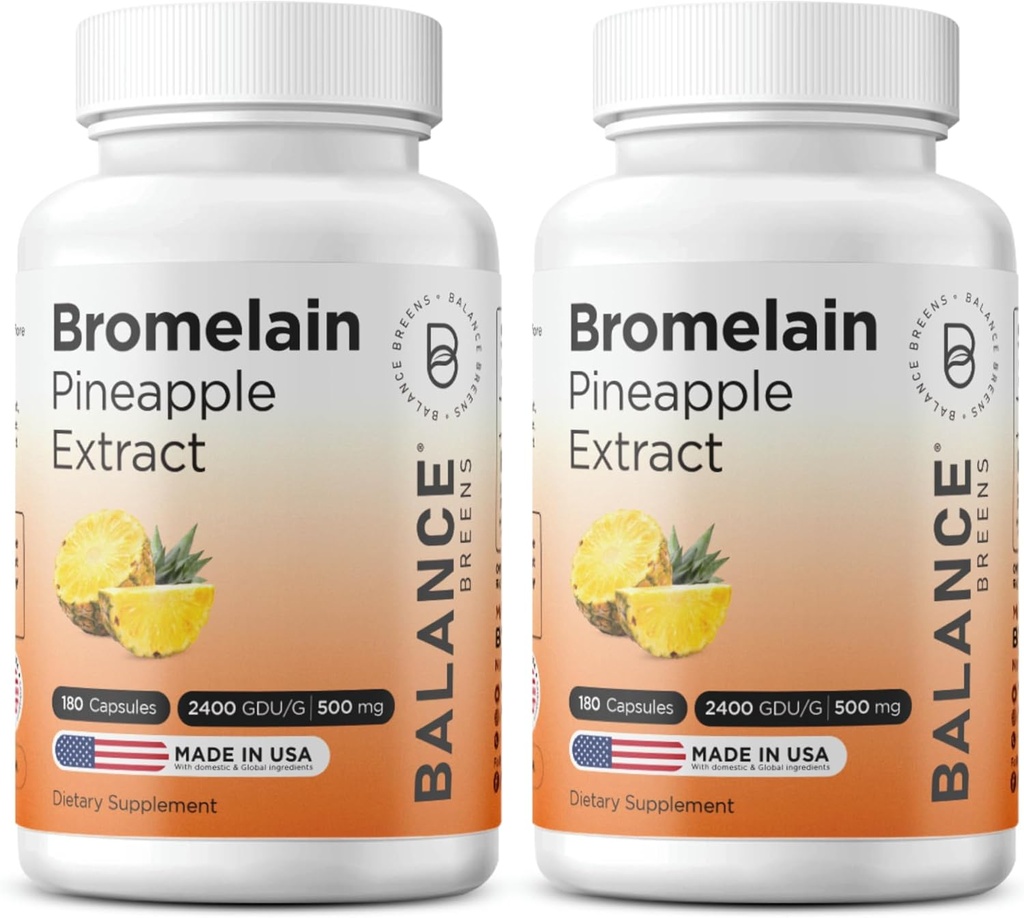 Balancebreens Bromelain 500mg Capsules – 2400 GDU Pineapple Extract Supplement for Joint Support, Natural Swelling Support, and Healthy Digestion – 180 Organic Capsules Made in USA 2
