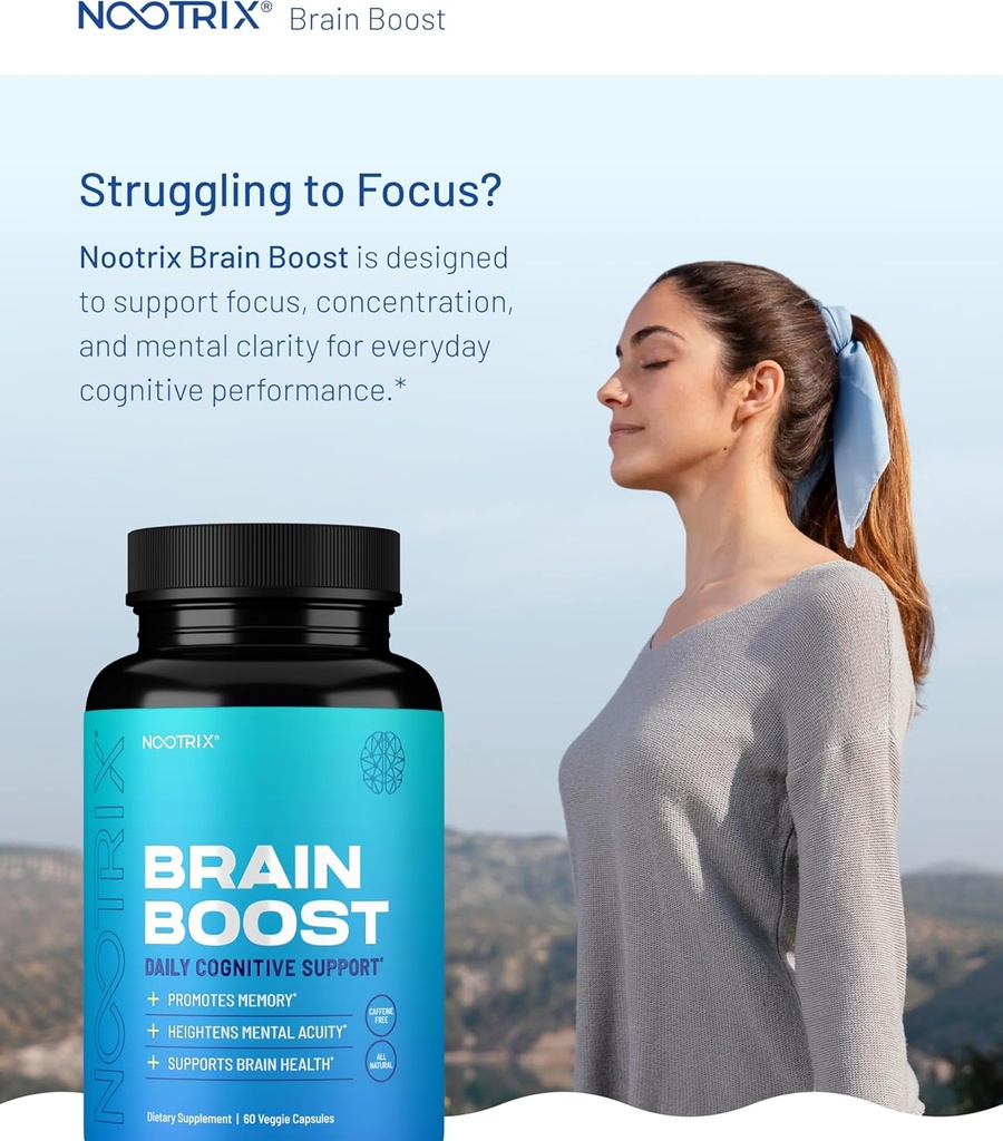 Nootrix Brain Boost Nootropic Supplement | Supports Memory, Mental Focus, Cognitive Health & Energy | Promotes Healthy Mood & Brain Function | Ginkgo Biloba & DMAE | 180 Capsules 3