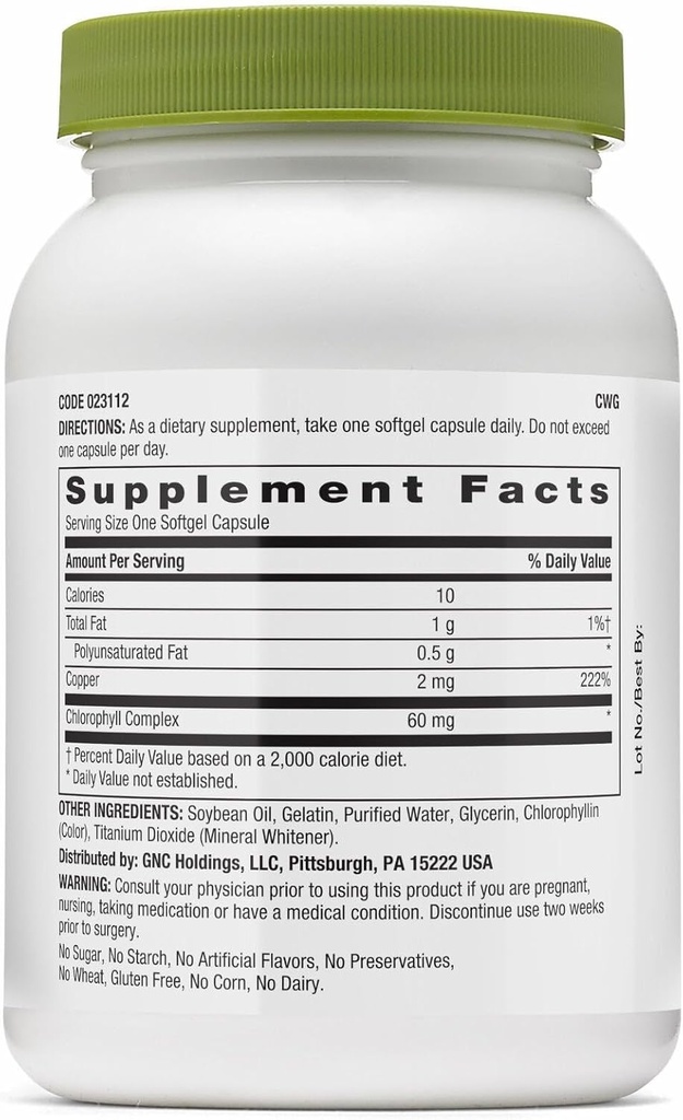 GNC Superfoods Triple Chlorophyll, 90 Softgels 3