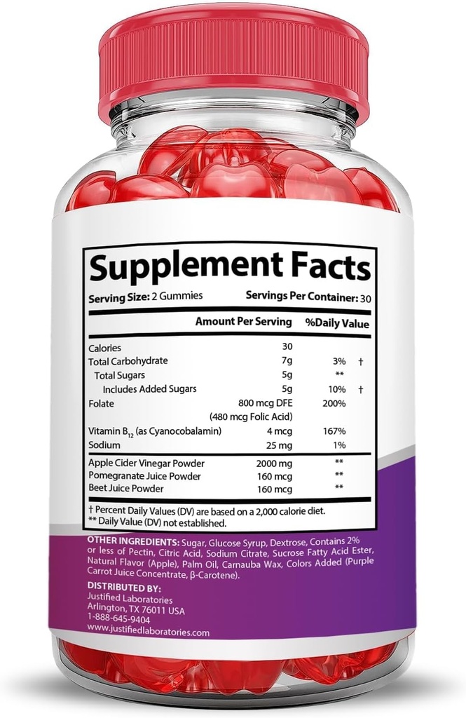 Justified Laboratories (2 Pack Keto Drops Keto ACV Gummies Extreme 2000MG Keto Drops Keto Gummies Advanced Formula Apple Cider Vinegar with Pomegranate Beet Juice Powder B12 Vegan Non GMO 120 Gummys 3